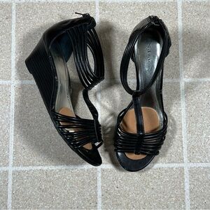 Style &‎ Co Black Strap Sandal Wedge